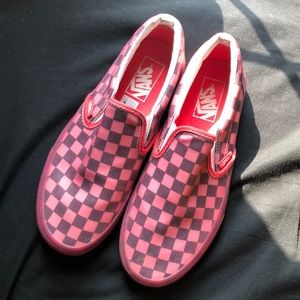 Translucent pink and black slip on womens vans